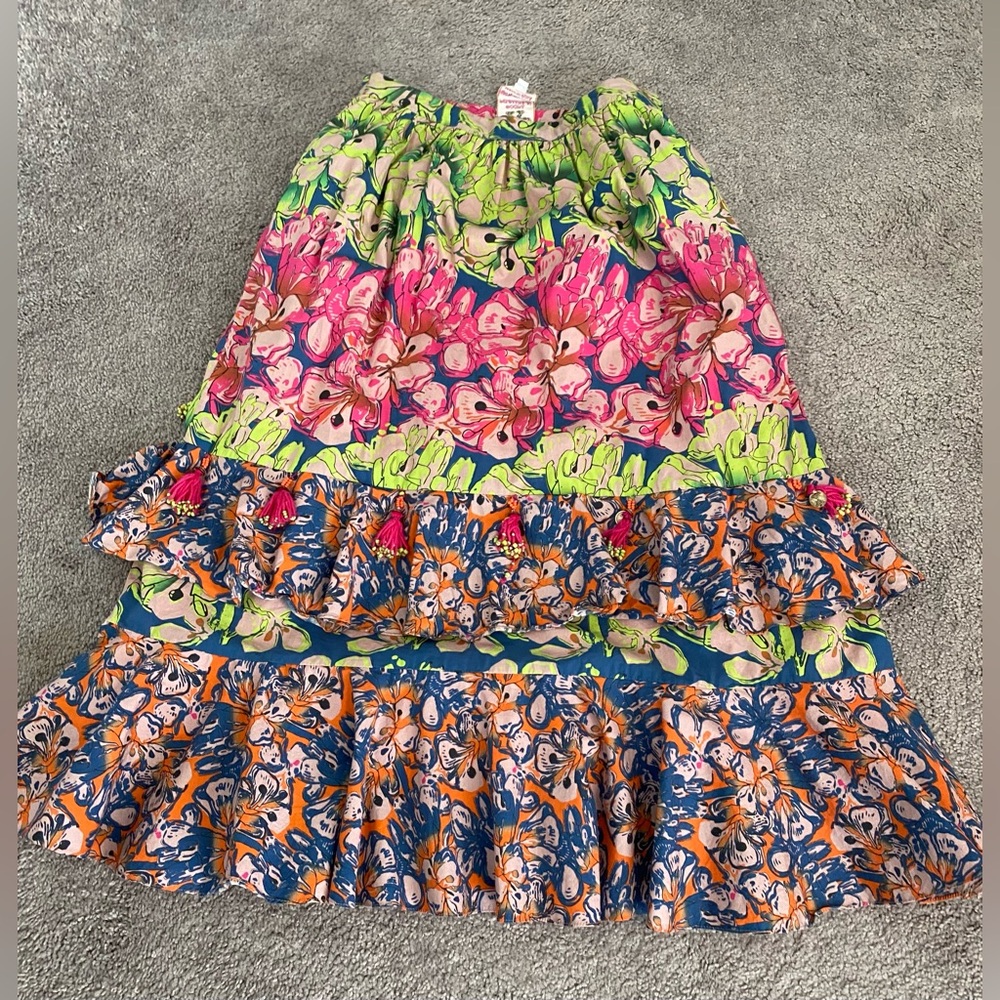 Anthropologie Pink and Green Floral Maxi Skirt